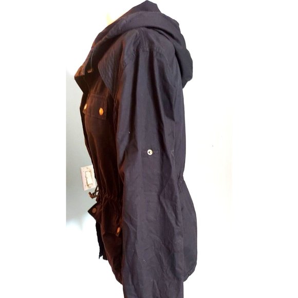 Womens Michael Kors Anorak Lightweight Anorak Parka Jacket Hooded Black Size M - Picture 3 of 9